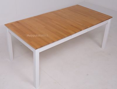Vilja ruokapöytä 140x90+40cm valkoinen /pyökki