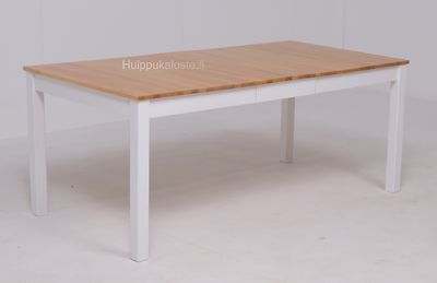 Vilja ruokapöytä 140x90+40cm valkoinen /pyökki