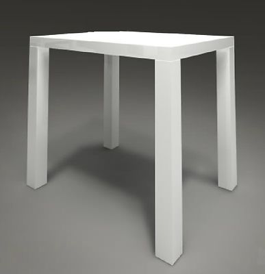 Korkeakiiltoinen valkea baaripöytä 80x80cm
