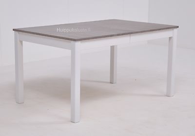 Vilja ruokapöytä 140x90+40cm valkoinen / vaaleanharmaa