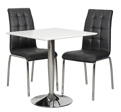 Rafla pöytä 70x70cm valkoinen+Krista tuoli 2kpl musta
