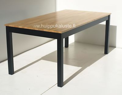 Moona ruokaryhmä. Pöytä 170x90cm + 6-tuolia musta/luonnonväri