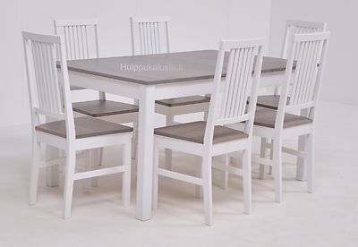 Vilja pöytä 140x90+40cm + 6kpl Moona tuolia