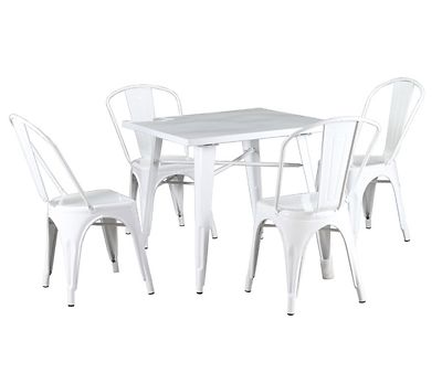 Ricotta ruokaryhmä. Pöytä 80x80cm+4-tuolia valkea