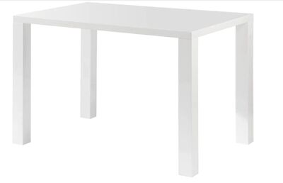 Korkeakiiltoinen valkea ruokapöytä 120x80cm