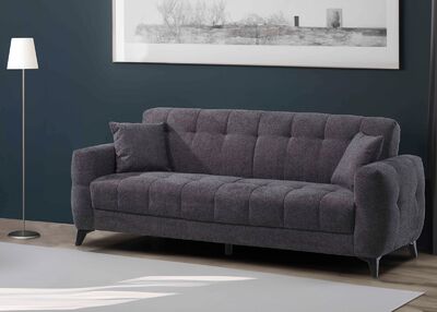 HERMES 3-istuttava vuodesohva tummanharmaa