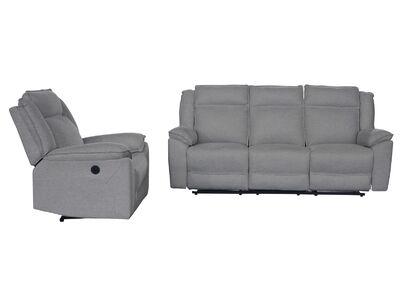 GOMEZ 3-istuttava mekanismisohva sähkösäädöllä vaaleanharmaa