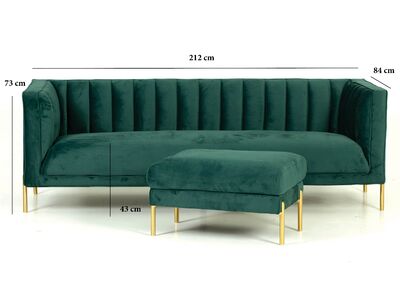 COPENHAGEN 3-istuttava sohva vihreä (Monolith 37)