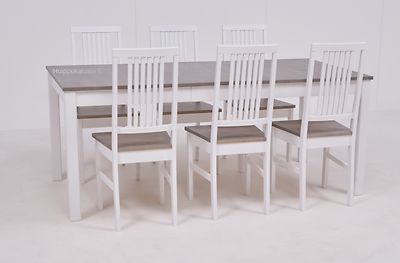 Vilja pöytä 140x90+40cm + 6kpl Moona tuolia