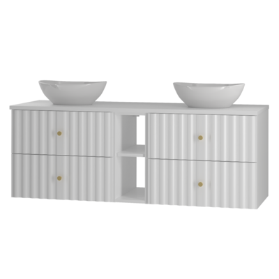 AQUA-02 Allaskaappi työtasolla ja pesualtaalla, mattavalkoinen