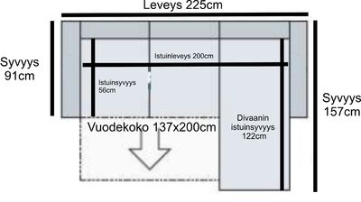 Helena roosa sohva - Kulmadivaani vuoteella Terra 61