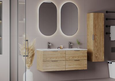 PILE-02 Pesuallaskaappi, ÖLJYTTY TAMMI, Sarja-1 ilman allastasoa