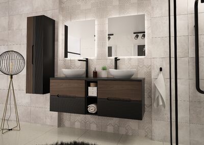 AVELLA-02 Pesuallaskaappi työtasolla MUSTA / PÄHKINÄ 5. sarja