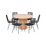 Verso pyöreä ruokapöytä+6kpl Cairo mustia tuoleja