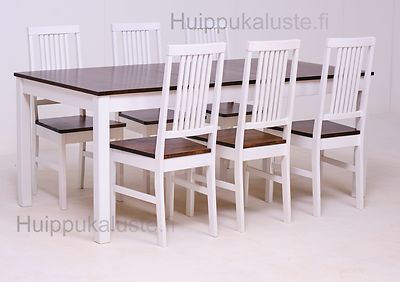 Vilja pöytä 140x90+40cm + 6kpl Moona tuolia