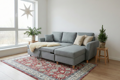 Anton kulmadivaani vuoteella Samoa 11 vaaleanharmaa