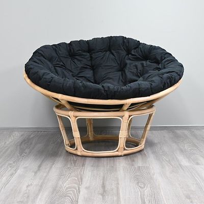 Papasan rottinkinen pallotuoli. Luonnonväri / musta pehmuste