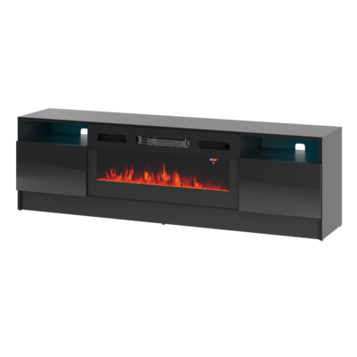 DUKE TV-taso takalla 160 cm mattamusta kiiltävä musta + LED