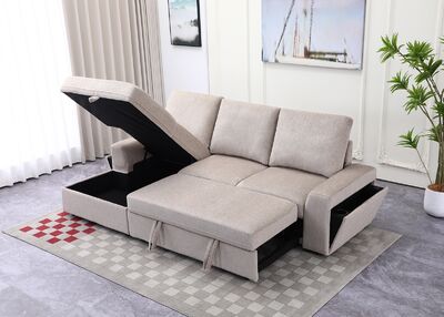 Kyöto kulmadivaan vuoteella vasemman kätinen beige
