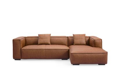 RAYMOND kulmadivaani oikean kätinen, ruskea nahka