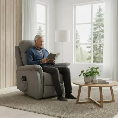 Rubin Recliner tuoli nostomekanismilla vaaleanharmaa