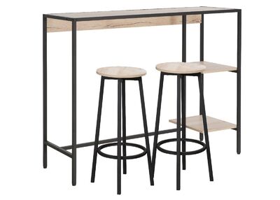 Baaripöytä + 2 baarijakkaraa SIESTA vaalea tammi/musta