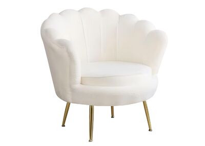Shell simpukka tuoli valkoinen teddy/kulta
