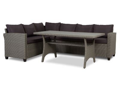 Crumley polyrottinkinen kulmasohva + pöytä harmaa