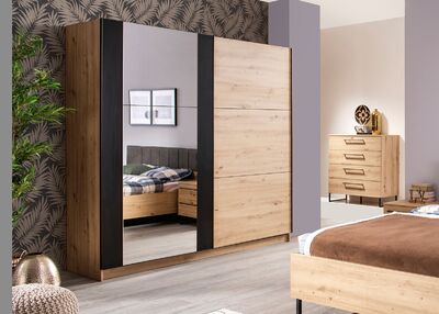 SARDINIA liukuovikaappi 220 OG tammi/musta