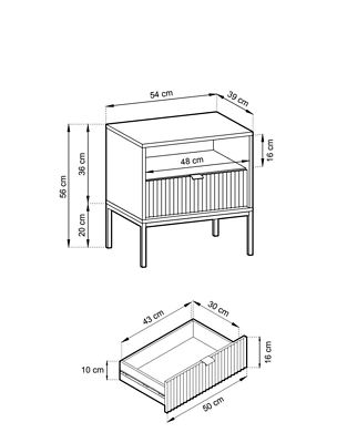 Latte yöpöytä harmaa