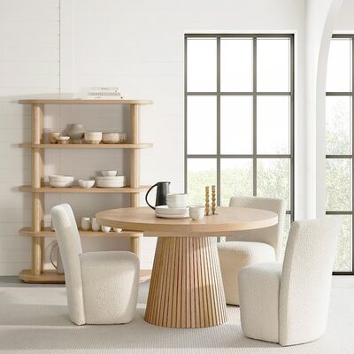 Alppi pyöreä ruokapöytä 130cm+40cm jatkolevy tammi