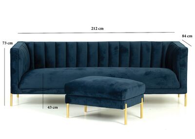 COPENHAGEN 3-istuttava sohva sininen (Monolith 77)