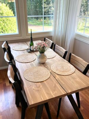 Lana lankkupöytä 200cm+ 6-tuolia puujaloilla