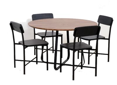 Metalwood ruokapöytä 120cm pyöreä+4kpl Kerala tuoleja