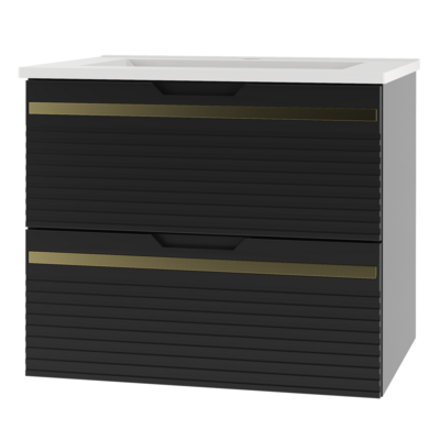 VESPER-02 Kaappi sisäänrakennetulla pesualtaalla 60 cm MUSTA MATTA Setti