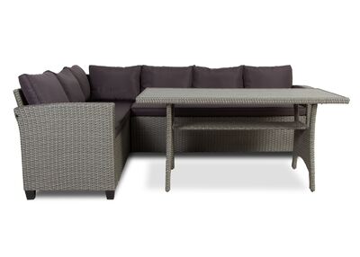 Crumley polyrottinkinen kulmasohva + pöytä harmaa