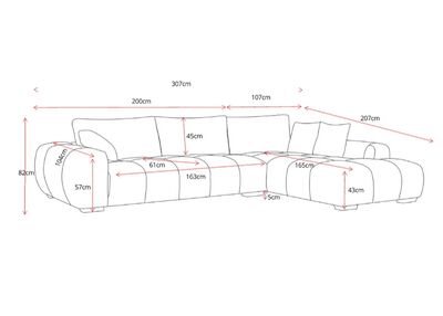 Aiden kulmadivaani oikea, tummaharmaa
